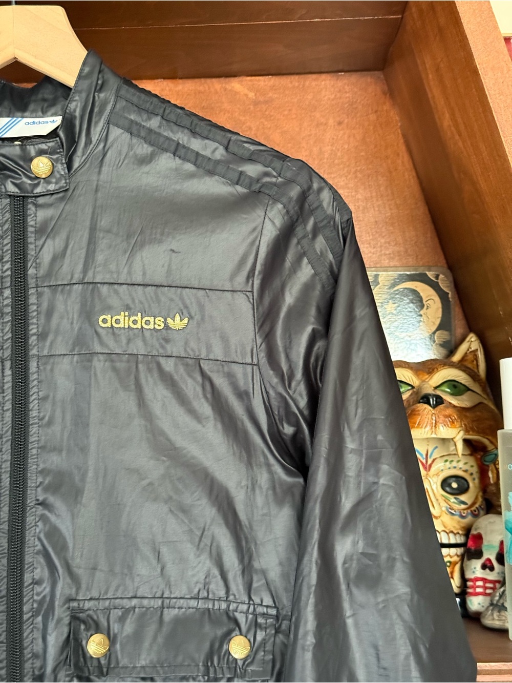 adidas - Vintage 80’s Bomber Jacket - Black Gold Trefoil - Women’s Small